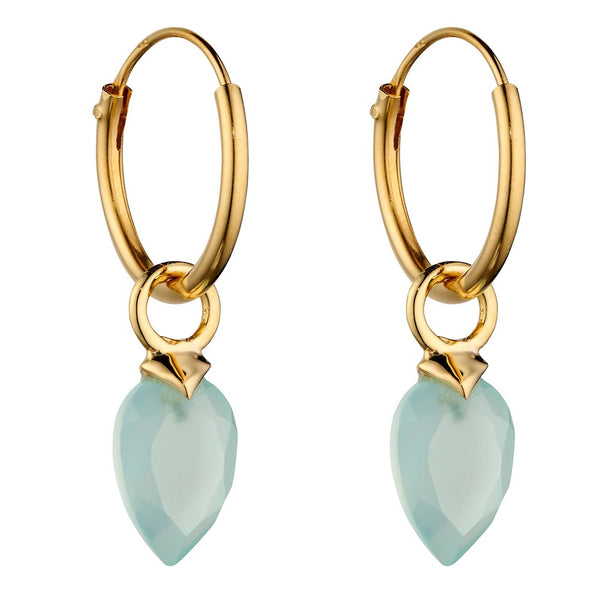 Birthstone-March Aqua Blue Chalcedony Drop Earrings