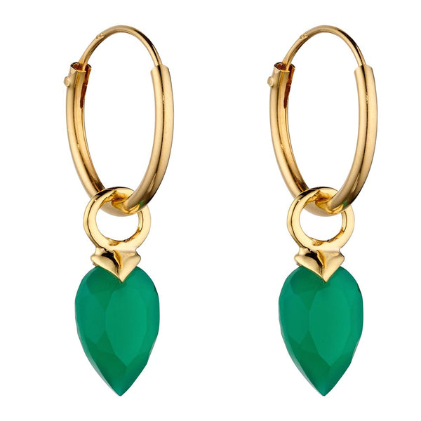 Birthstone-May Emerald Green Chalcedony Drop Earrings
