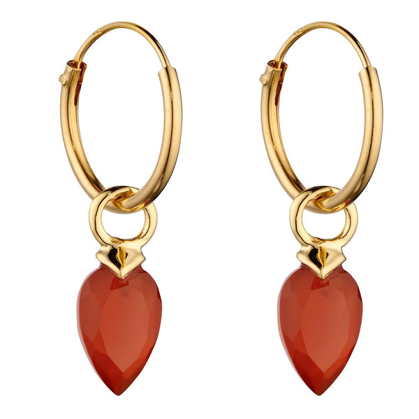 Birthstone-July Red Chalcedony Drop Earrings