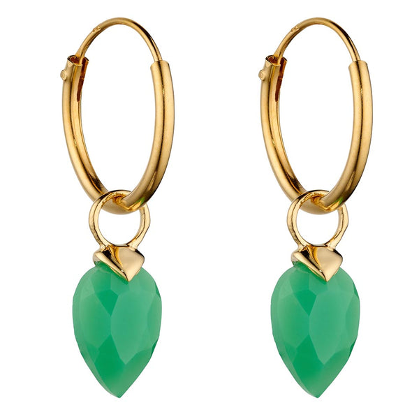 Birthstone-August Chrysophrase Green Chalcedony Drop Earrings