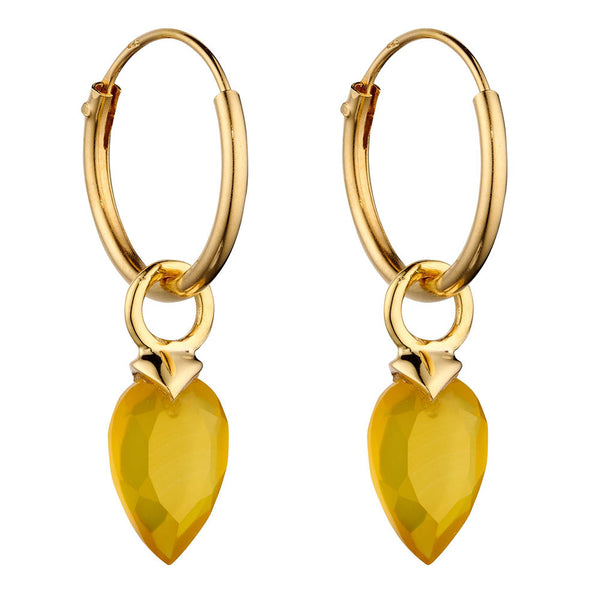 Birthstone-November Yellow Chalcedony Drop Earrings