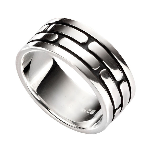 Mens Long Rectangles Pattern Ring from the Rings collection at Argenteus Jewellery