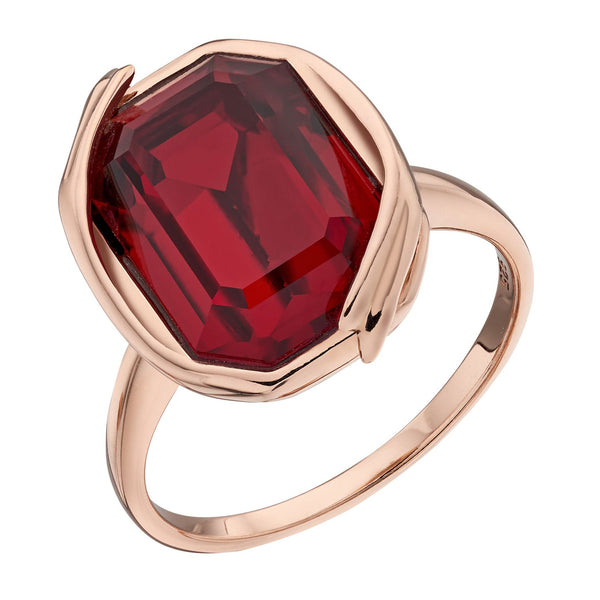 Octagon Swarovski Red Crystal Ring from the Rings collection at Argenteus Jewellery