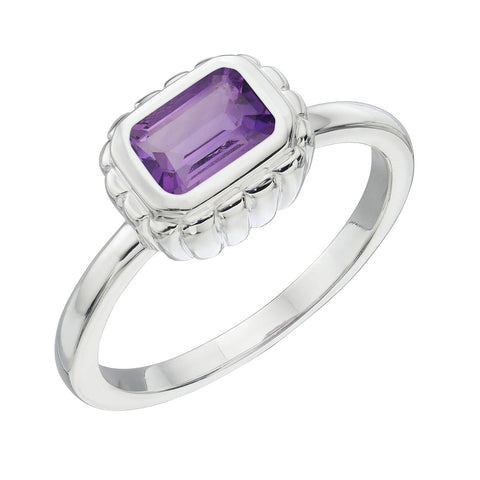 Ruffles Edge Rectangle Ring - Brazilian Amethyst