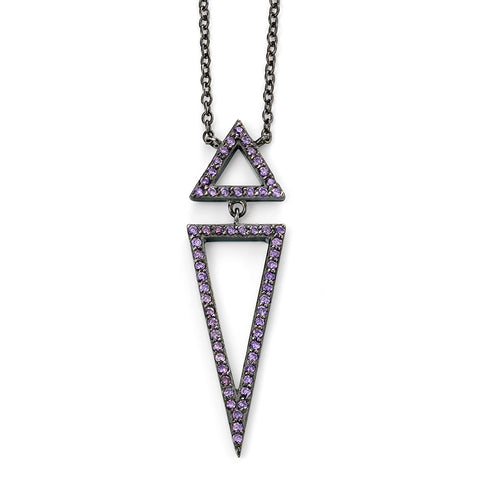 Purple Crystal Arrow Drop Necklace from the Necklaces collection at Argenteus Jewellery