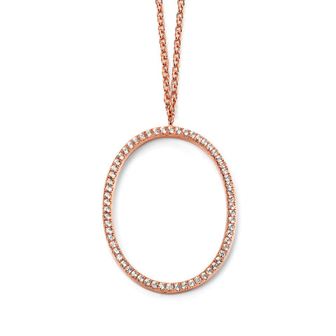 Rose Gold Plate Crystal Oval Drop Necklace from the Necklaces collection at Argenteus Jewellery