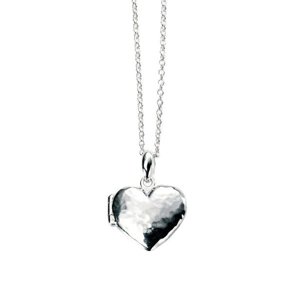 Heart Locket Necklace - Hammer Finish from the Necklaces collection at Argenteus Jewellery