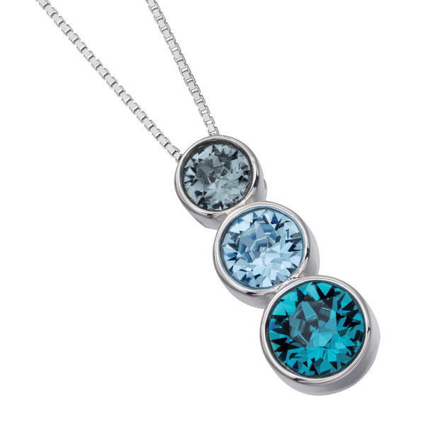 Trio Swarovski Blue Crystals Necklace from the Necklaces collection at Argenteus Jewellery
