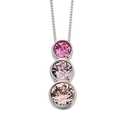 Trio Swarovski Rose Crystals Necklace