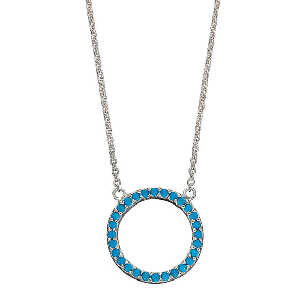 Sky Blue Crystal Hoop Necklace