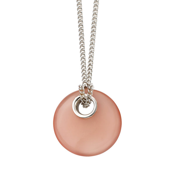Pink Chalcedony Disc Necklace from the Necklaces collection at Argenteus Jewellery