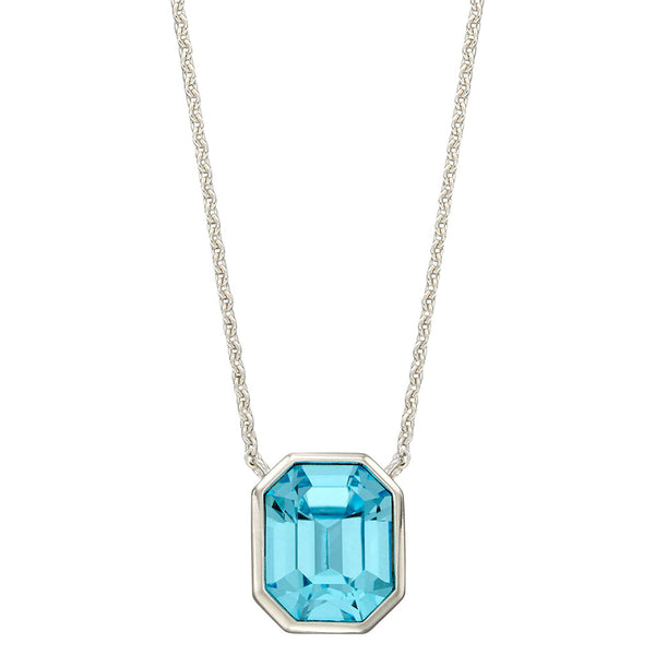 Octagon Sky Blue Crystal Necklace