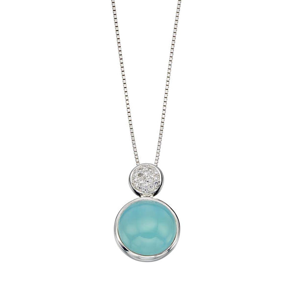 Aqua Agate Round Drop Necklace from the Necklaces collection at Argenteus Jewellery