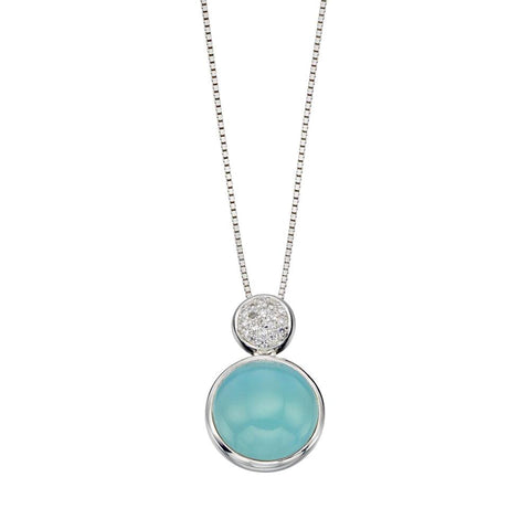 Aqua Agate Round Drop Necklace from the Necklaces collection at Argenteus Jewellery