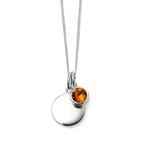 Birthstone Necklace-November Orange Topaz from the Necklaces collection at Argenteus Jewellery