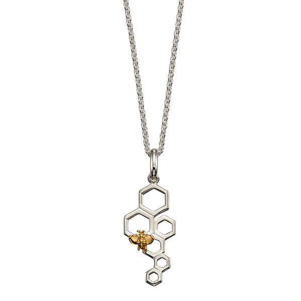 Bee and Honeycomb Necklace from the Necklaces collection at Argenteus Jewellery