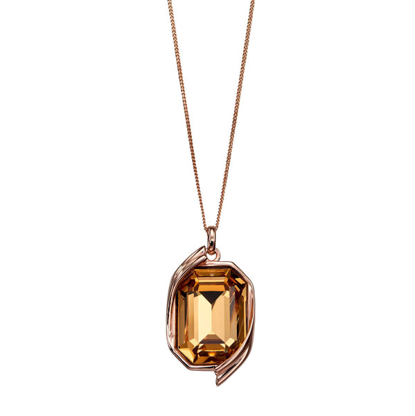 Octagon Swarovski Champage Crystal Pendant Necklace from the Necklaces collection at Argenteus Jewellery
