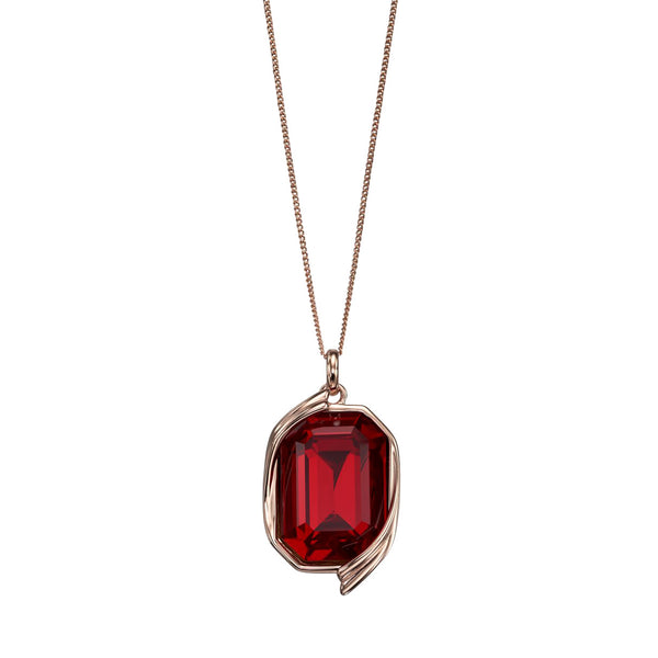 Octagon Swarovski Red Crystal Pendant Necklace from the Necklaces collection at Argenteus Jewellery