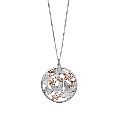 Butterflies and Daisies Circle Drop Necklace from the Necklaces collection at Argenteus Jewellery