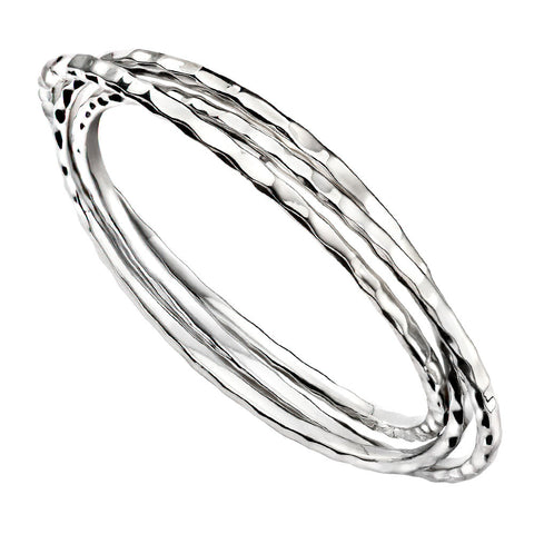 Trio Bangles - Hammer Finish from the Bangles collection at Argenteus Jewellery