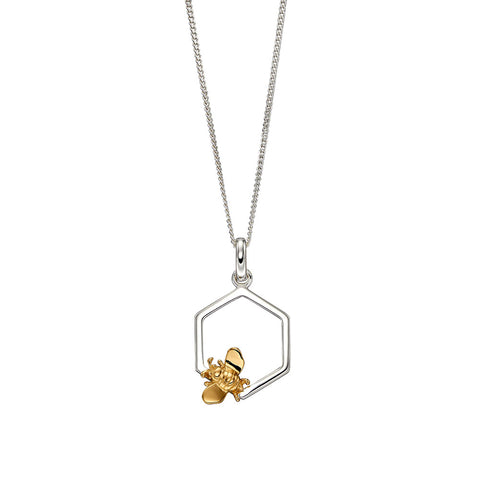 Bee and Honeycomb Necklace (small) from the Necklaces collection at Argenteus Jewellery