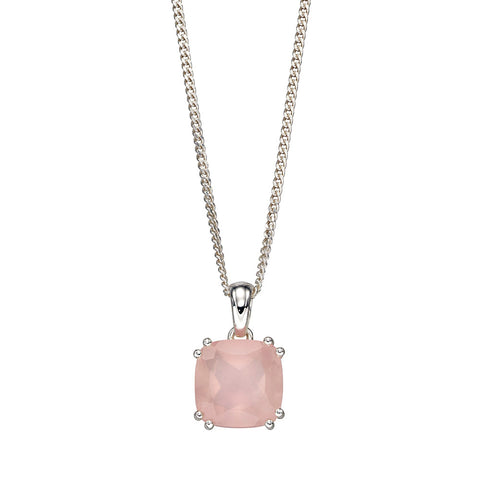 Lucent Square Rose Quartz Necklace from the Necklaces collection at Argenteus Jewellery