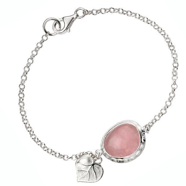 Leaf and Pink Jade Bracelet from the Bracelets collection at Argenteus Jewellery