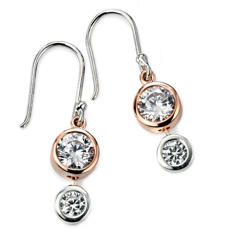 Rose Gold Plate Crystal Drop Silver Earrings from the Earrings collection at Argenteus Jewellery