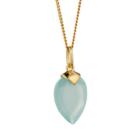 Birthstone-March Aqua Blue Chalcedony Necklace