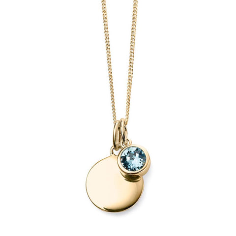 Birthstone-March Aquamarine Necklace Gold Plate