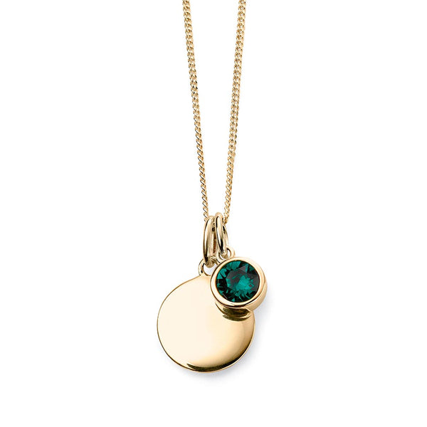Birthstone-May Emerald Necklace Gold Plate