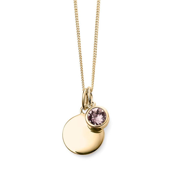 Birthstone-June Light Amethyst Necklace Gold Plate