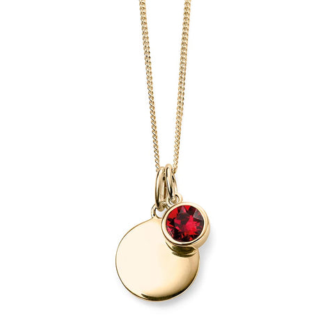 Birthstone-July Ruby Necklace Gold Plate