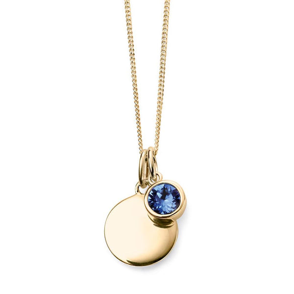 Birthstone-September Sapphire Necklace Gold Plate