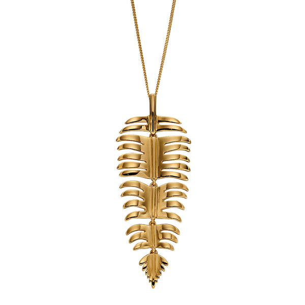 Palm Leaf Drop Necklace - Gold Plate