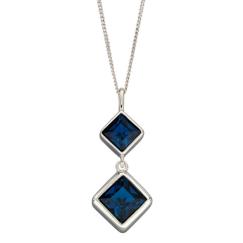 Lozenge Midnight Blue Crystal Pendant Necklace
