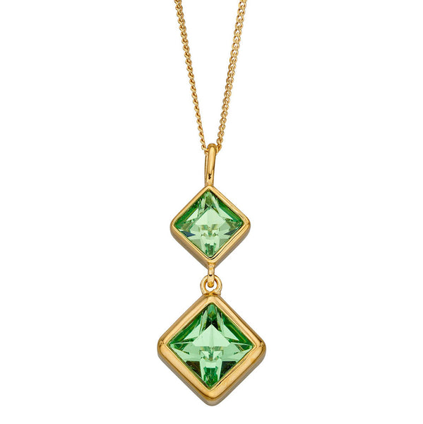 Lozenge Peridot Green Crystal Pendant Necklace