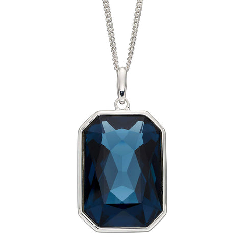 Midnight Blue Crystal Rectangle Pendant Necklace