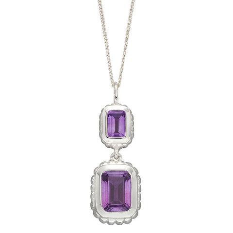 Ruffles Edge Rectangle Necklace - Brazilian Amethyst