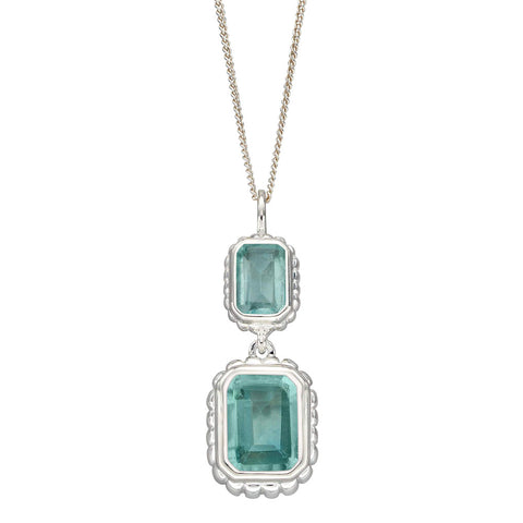 Ruffles Edge Rectangle Necklace - Green Fluorite