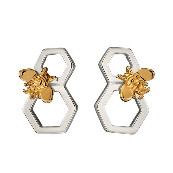 Bee and Honeycomb Stud Earrings from the Earrings collection at Argenteus Jewellery