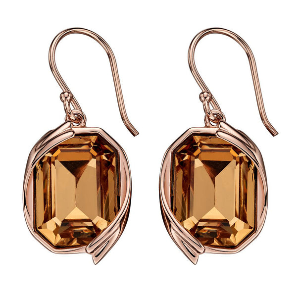 Octagon Swarovski Champagne Crystal Earrings from the Earrings collection at Argenteus Jewellery