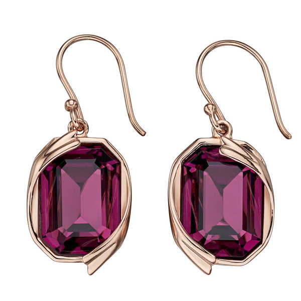Octagon Swarovski Purple Crystal Earrings from the Earrings collection at Argenteus Jewellery