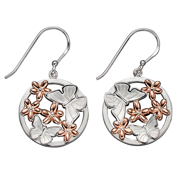 Butterflies and Daisies Circle Drop Earrings from the Earrings collection at Argenteus Jewellery