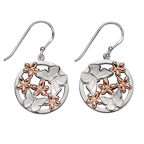 Butterflies and Daisies Circle Drop Earrings from the Earrings collection at Argenteus Jewellery