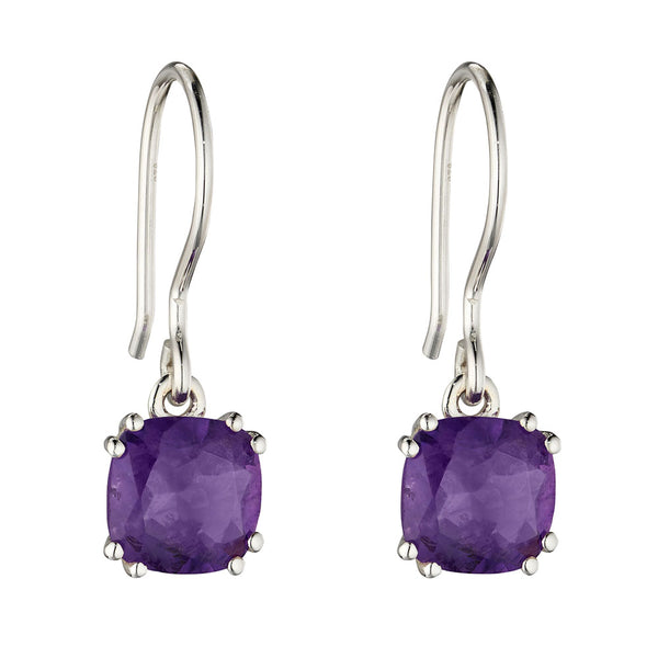 Lucent Square Amethyst Drop Earrings from the Earrings collection at Argenteus Jewellery