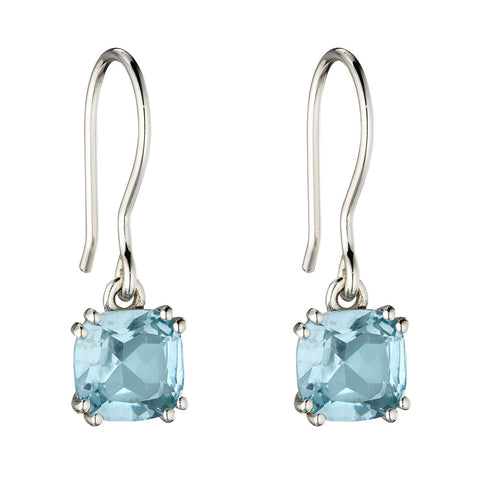 Lucent Square Blue Topaz Drop Earrings from the Earrings collection at Argenteus Jewellery