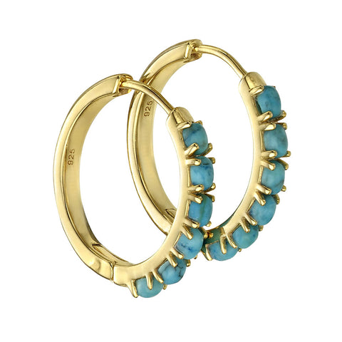 Circle Hoop Earrings - Blue Magnesite from the Earrings collection at Argenteus Jewellery