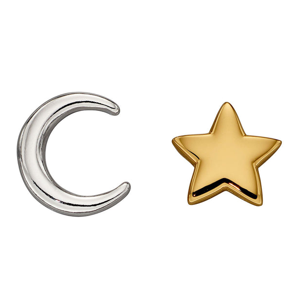 Crescent Moon and Star Stud Earrings