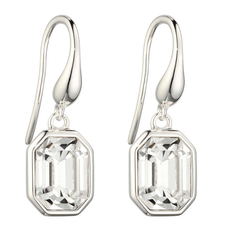 Octagon Clear Crystal Earrings